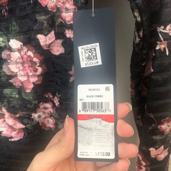 Rachel Roy Grey/Black Velvet Floral Cocktail Dress - Picture 10 of 10
